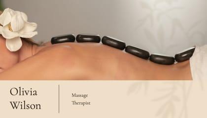Beige Elegant Massage Therapist Business Card