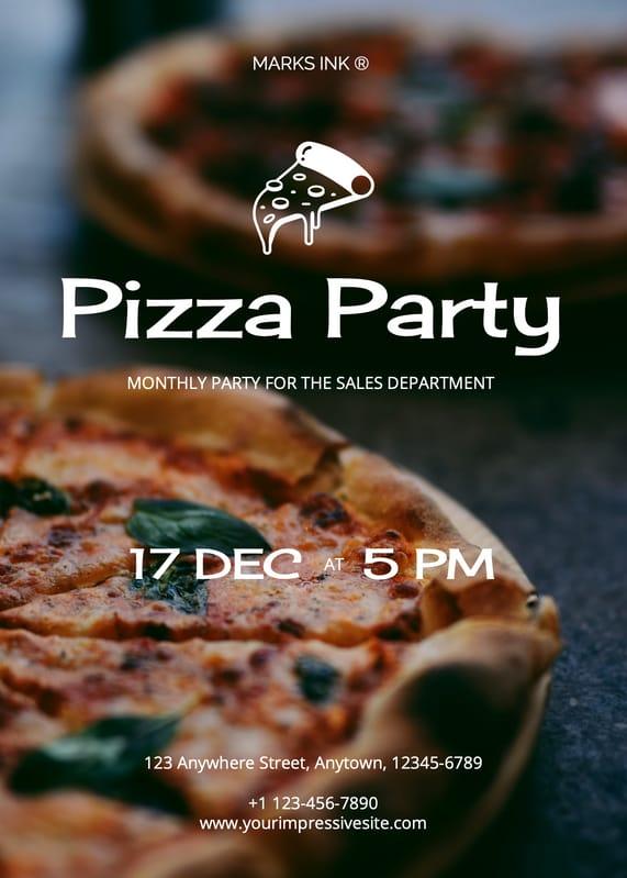 Black Pizza Business Party Photography Invitation