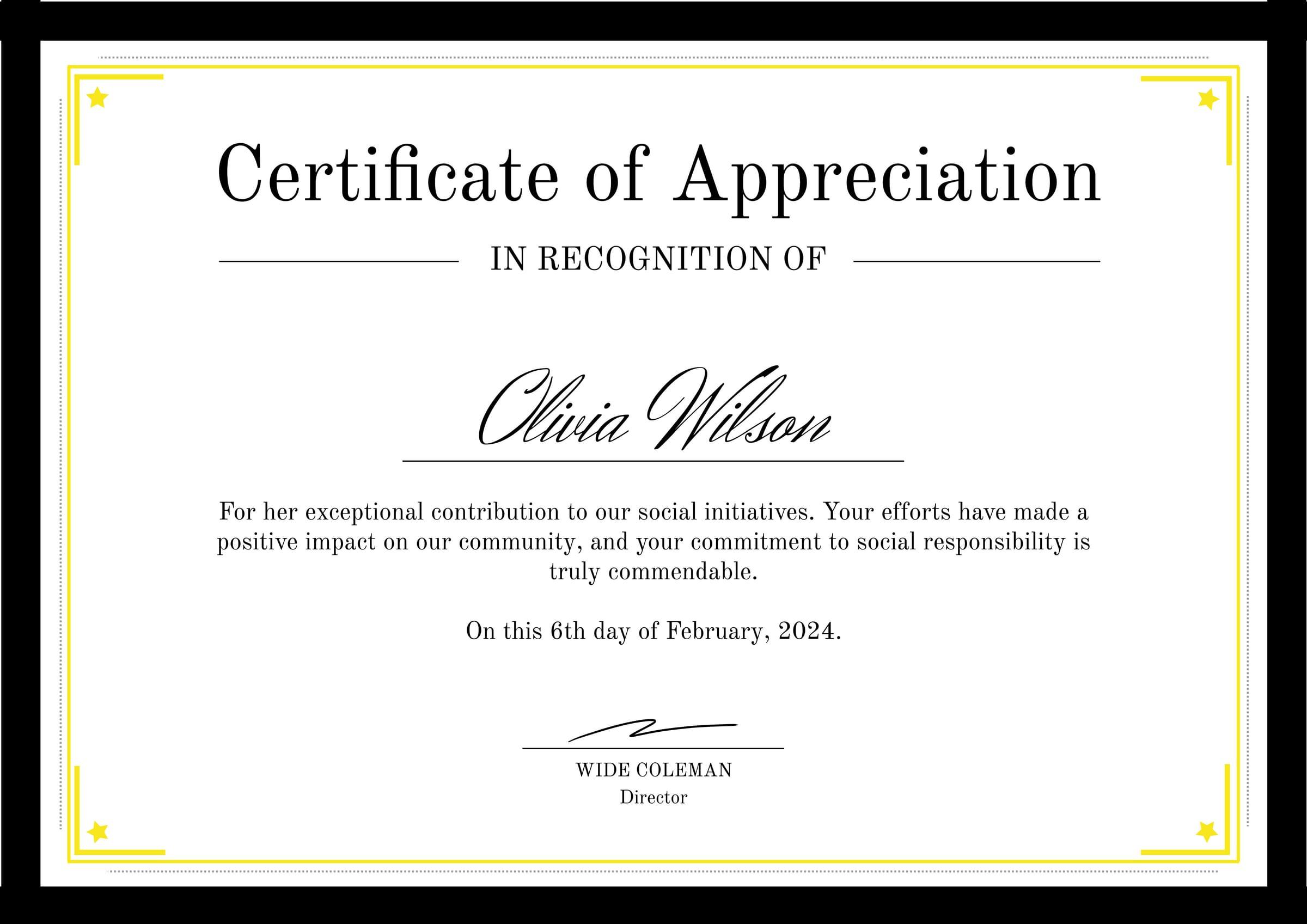 White Classic Bordered Certificate of Appreciation