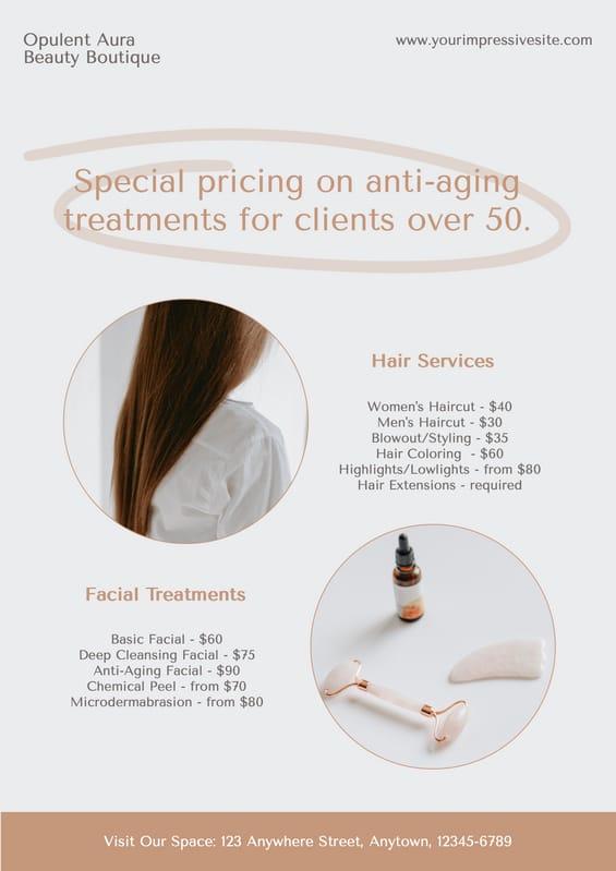 Gray And Beige Salon Services Flyer